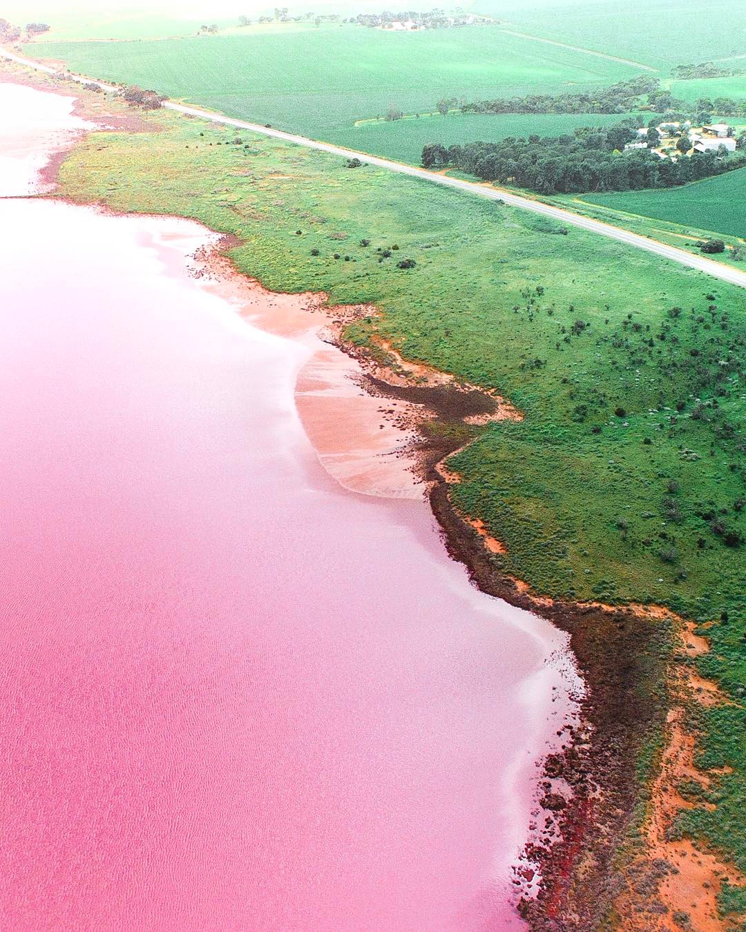 Photograph of a pink salt lake in Adelaide South Australia taken with a DJi Maverick Drone